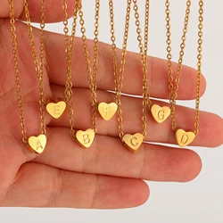 Love Heart Initial Necklace Stainless Steel Letter Choker 18k Gold Plated Dainty A-Z Alphabet Pendant O Chain Necklaces Jewelry