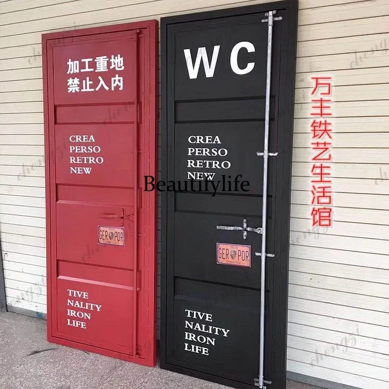 D1089 industrial style bar retro wrought iron container sliding door industrial style indoor toilet toilet door