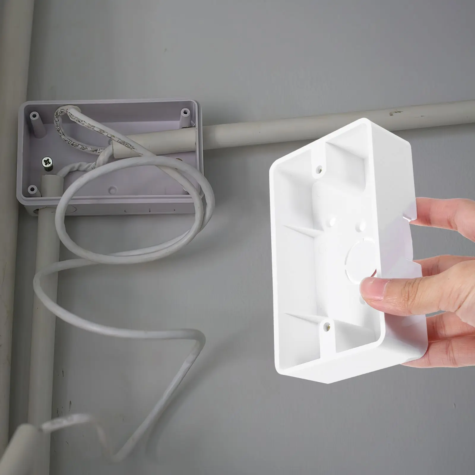 5pcs Wall Switch Sockets Durable Electric Outlet Boxes Power Supply Abs Surface Mount Junction Box Wall Mounted