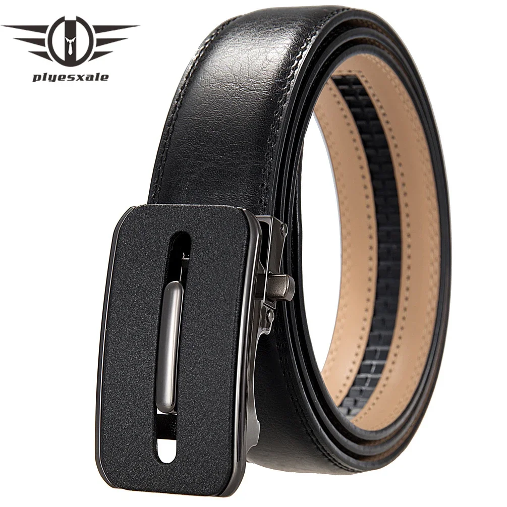 

Plyesxale 2024 Men's Belt Automatic Buckle Korean Version Fashion New Cow Leather Belt Luxury Brand Designer Belts For Men B1284