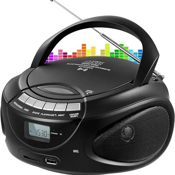 YYHC-Mini High-fidelity AM FM Portable Top Loading CD Player Compatible Built-in Speaker MP3 CD player Display FM Radio CD