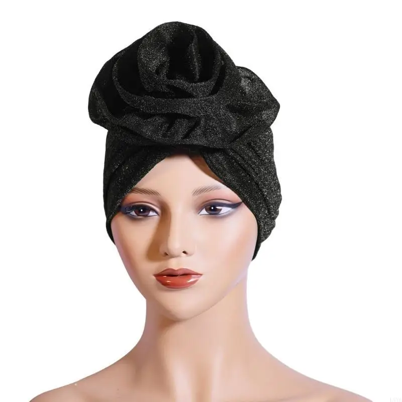 

L5YA Simple African Headwrap Hat Women Turban Hat Nigerian Turban Headwrap for Casual