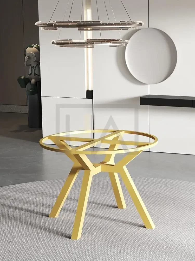 Light luxury marble round table leg bracket rock slab metal round support frame negotiation table foot dining table frame base