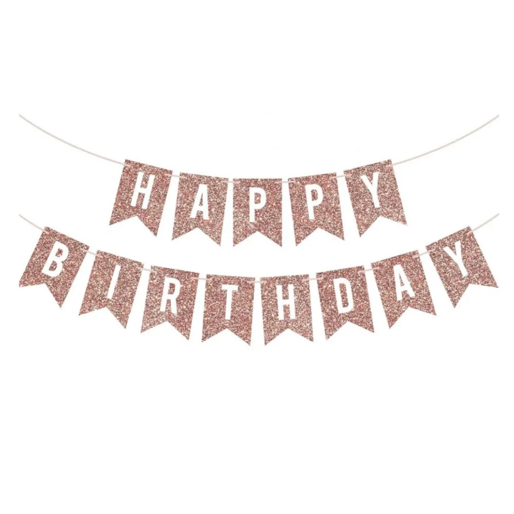 Golden Rose Gold Happy Birthday Banner Happy Birthday Party Decoration Supplies