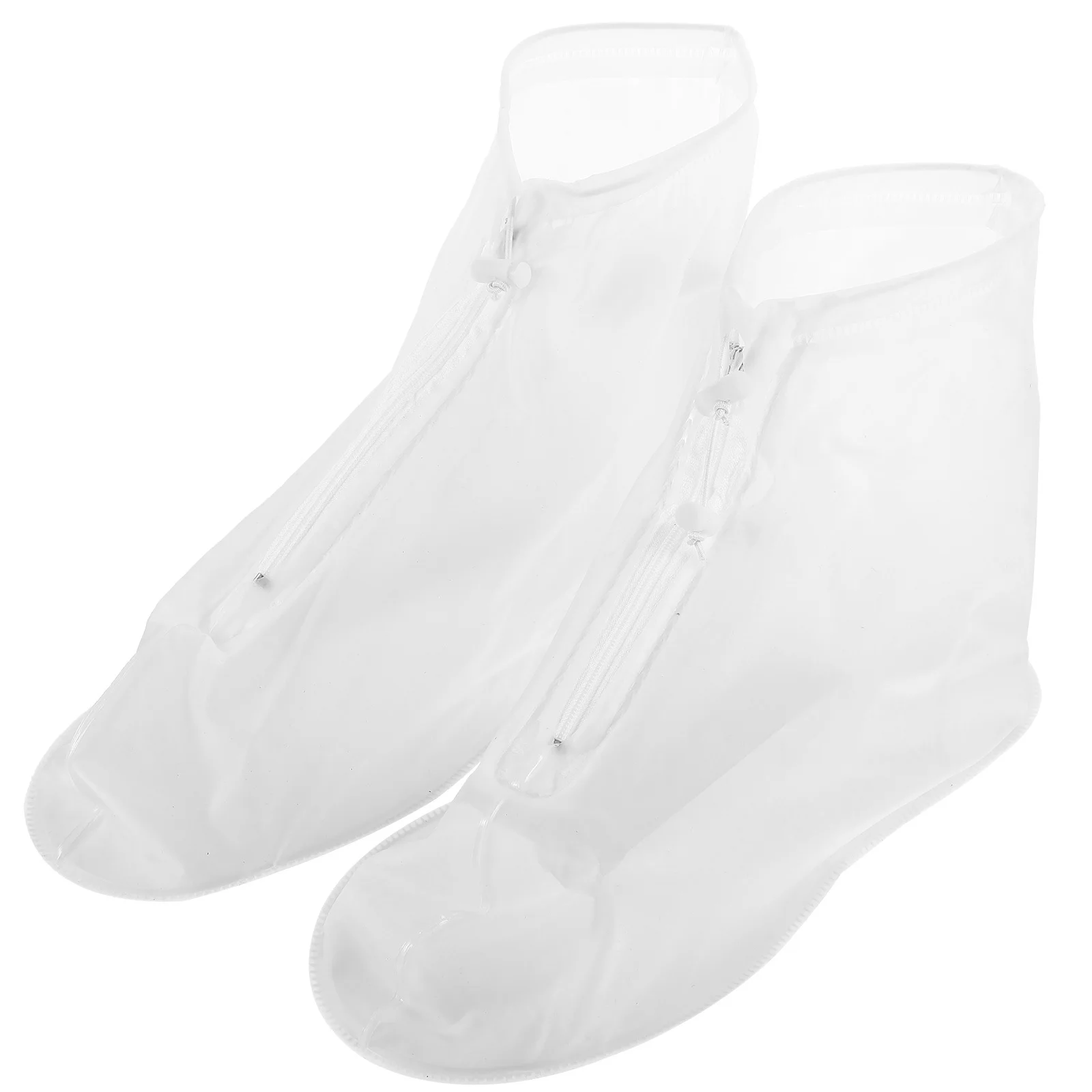 

Waterproof Shoe Covers High-Top Zipper Non-Slip Reusable For Outdoor Cycling Rain Boot Covers L Transparent White