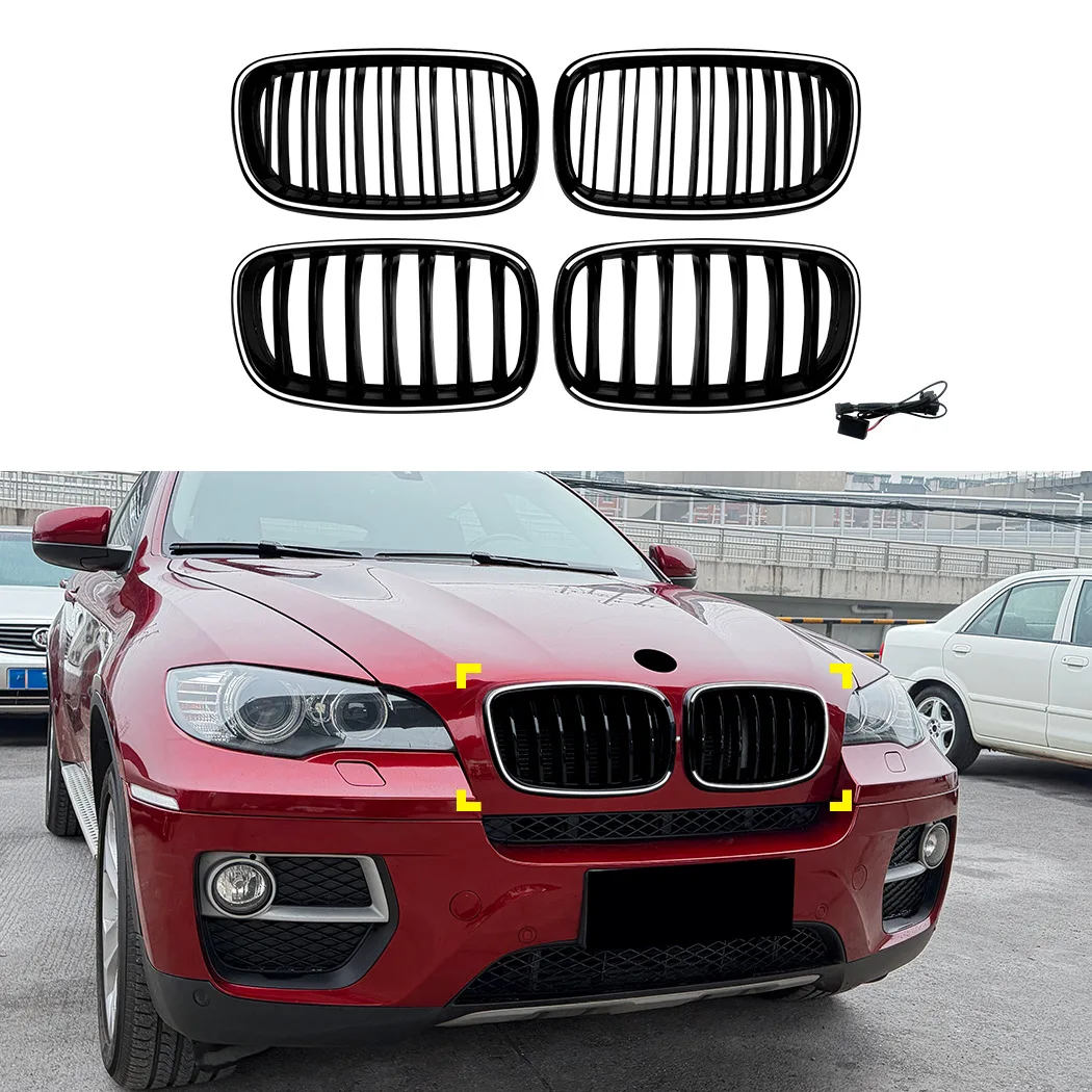 

For BMW X5 E70 X6 E71 2006-2013 Modified LED lighted air intake grille front grille Bumper Kidney Racing Grill Accessorie