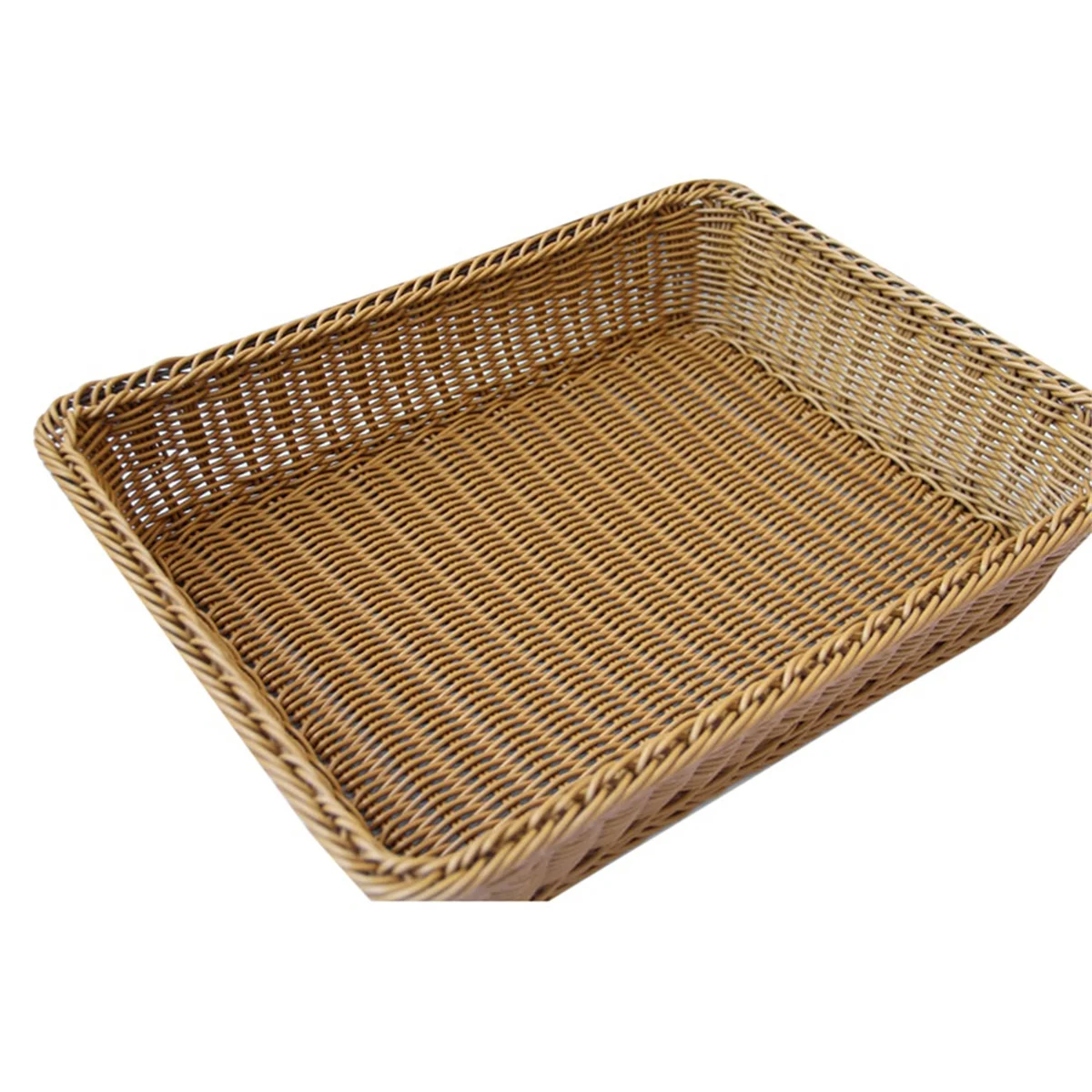 Storage Basket Handmade Rectangular Rattan Organization Wicker Bread Holder Fruit Vegetable Snack Food Container XL