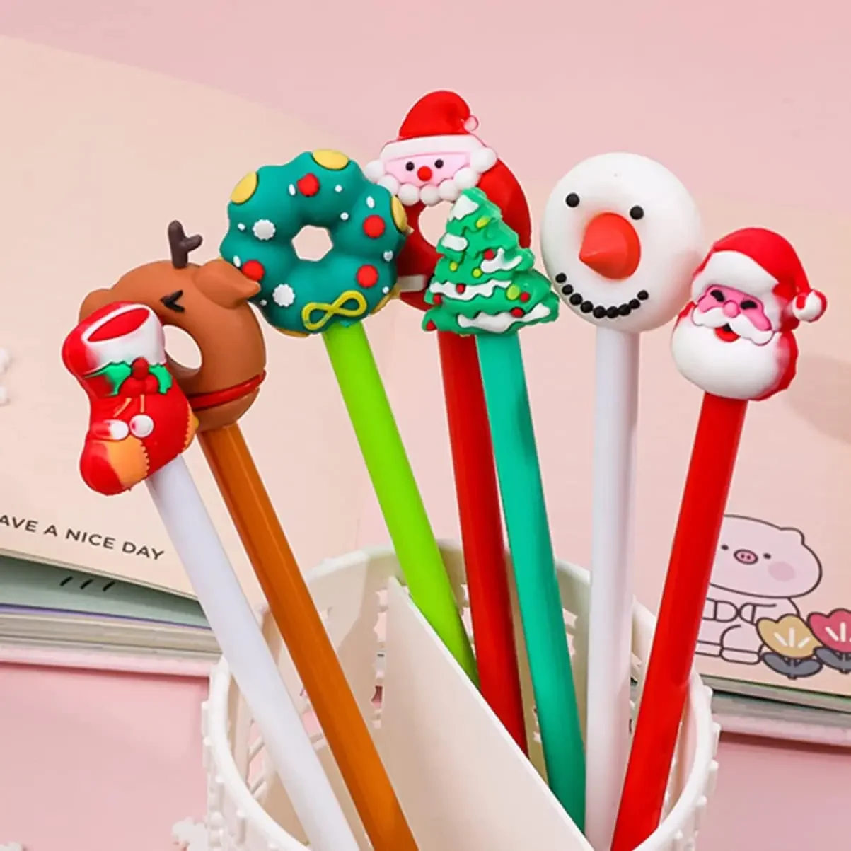 Wholesale Christmas Gel Pens Set Neutral Water Pens Christmas Stocking Stuffer Black Ink School Supplies