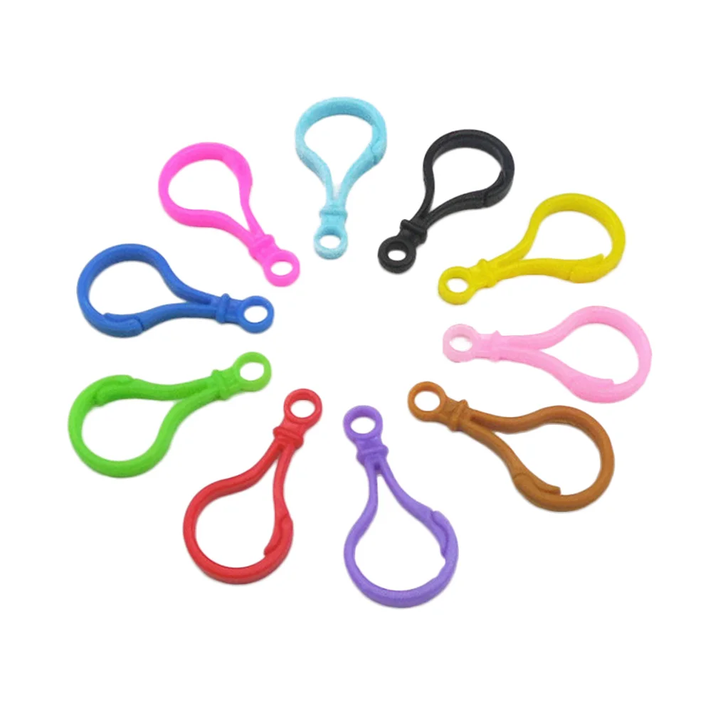 100PCS Candy Color Acrylic Clasps Hook Bulb Buckle Clips Keyring Buckle Accessories for Backpack Pendant DIY Handwork (Random Co