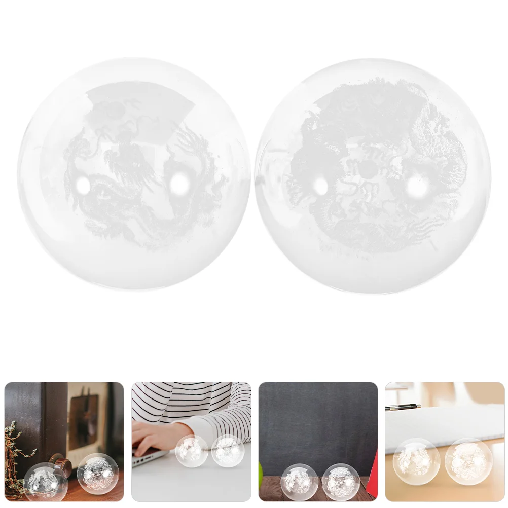 4 Pcs Hand Therapy Balls Chinese Baoding Massage Decorative for Centerpiece Bowls Glass Spheres