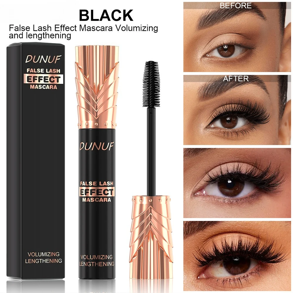 Rímel preto 24H à prova d'água, volumizador, alongamento, efeito de ondulação, à prova de manchas, uso durante todo o dia para olhos sensíveis, uso diário