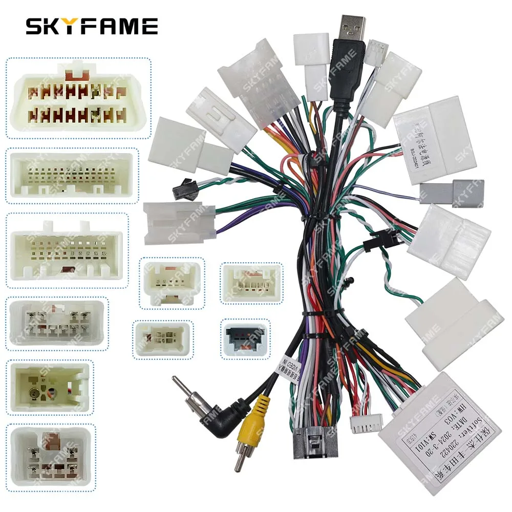 

SKYFAME Car 16pin Wiring Harness Adapter Canbus Box Decoder Android Radio Power Cable For Toyota Alphard 20 series low