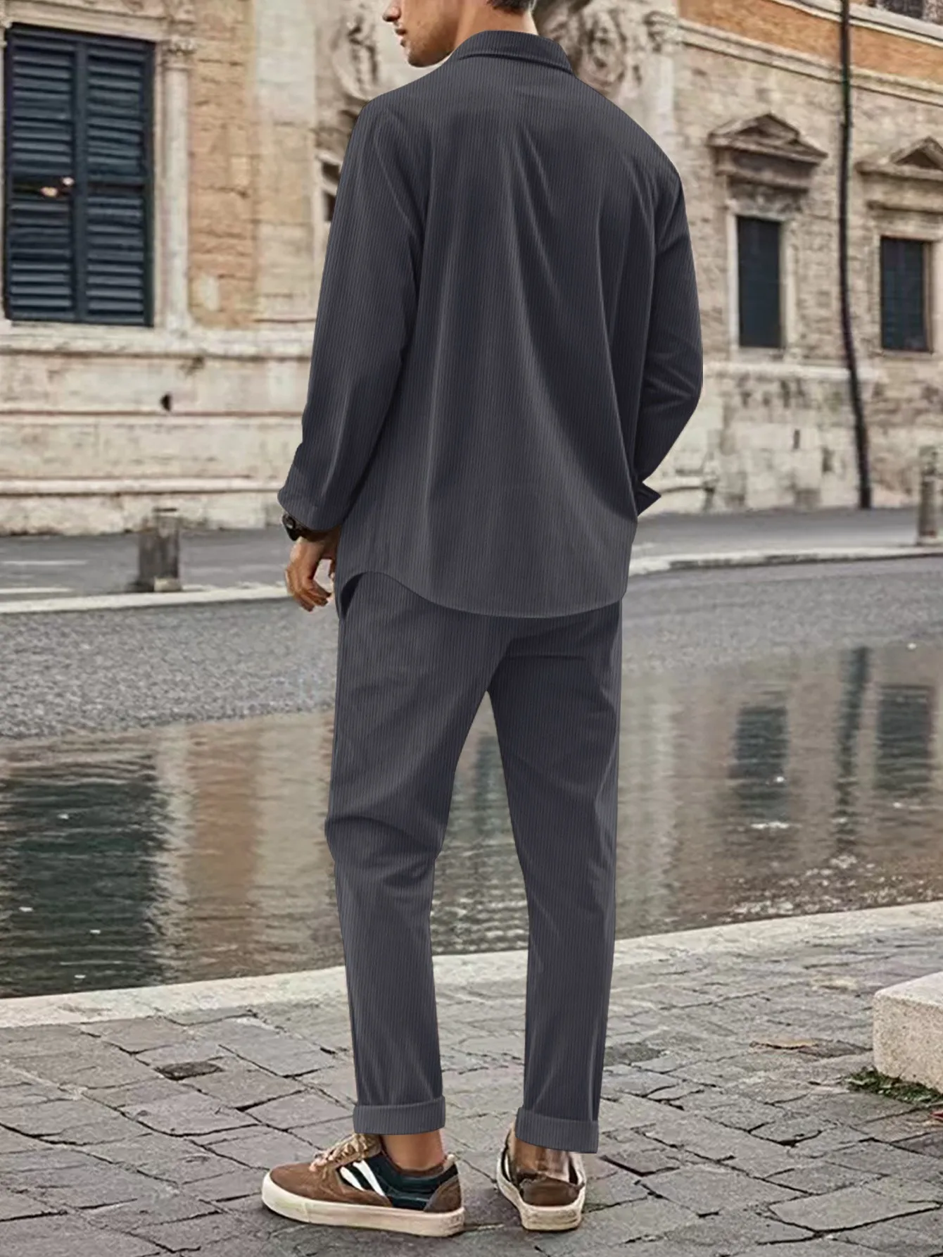2026 Herbst Herren Cord Zweiteiler Set: Reihenverschluss-Cardigan & Langarmhemd – Lässiges, vielseitiges Streetwear-Mode-Outfit – Detail 22