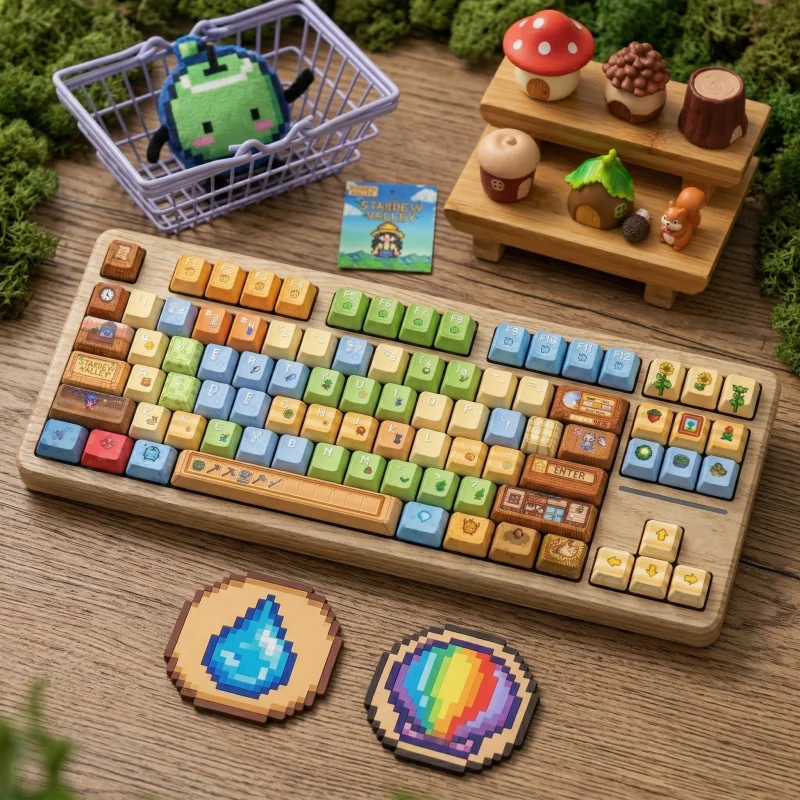 

122pcs Keycaps Stardew Valley Pixel Style Keycaps Pbt Sublimation Keycaps Original Factory Backlit Legends Computer Accessories