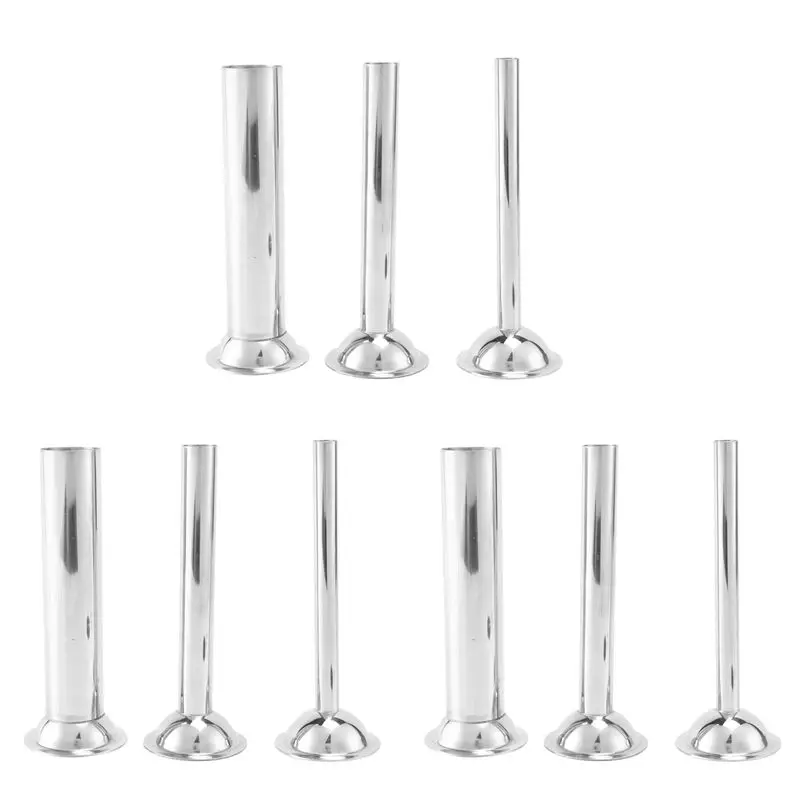 9Pcs Stainless Steel Sausage Stuffer Filling Tubes Funnels Nozzles Spare Parts Filler Tube, Base Diameter:58Mm