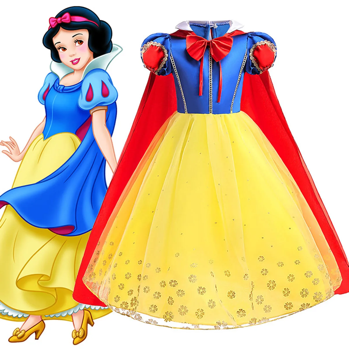 

HXCMall Little Girls Movie Snow White Princess Cosplay Halloween Fancy Easter Dress Birthday Party Dress