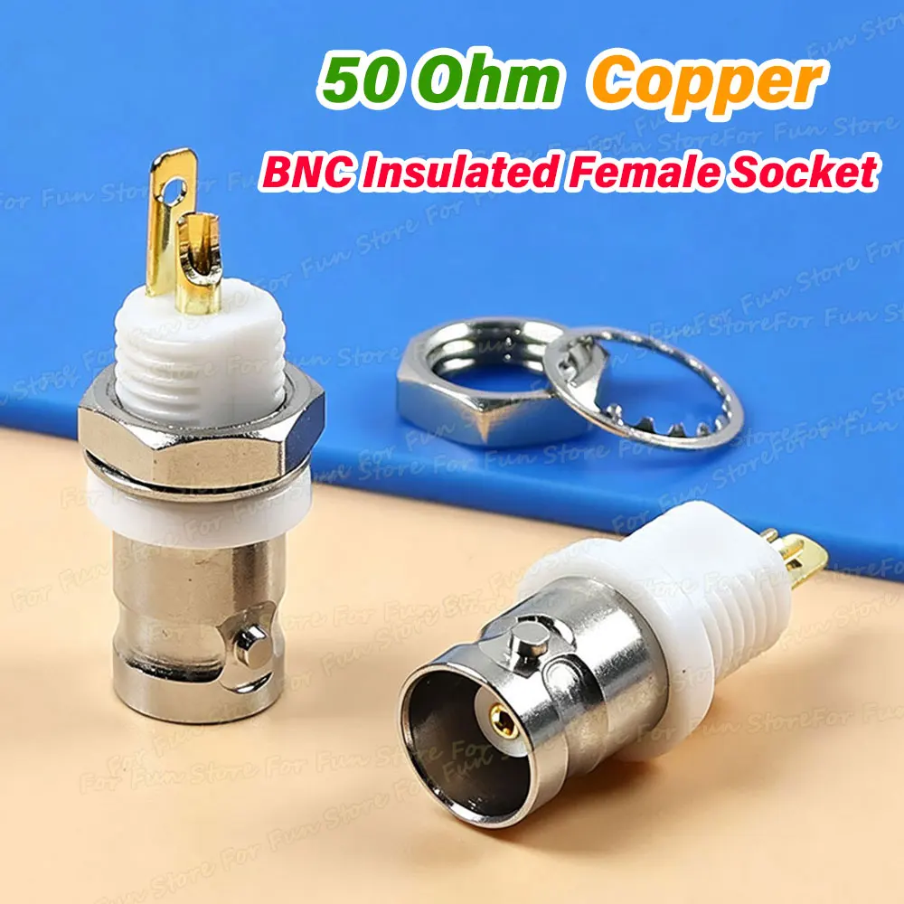 For-Fun 1/2/5PCS BNC-50KY Insulated White Glue Socket Q9 BNC Female Welding Panel Connector 50 Ohm BNC-KY Copper With Nut Washer