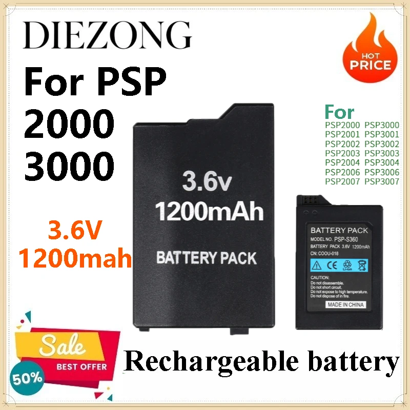 Brand New 10 pcs 1200mah 3.6v Replacement Battery for PSP 2000/3000 Console