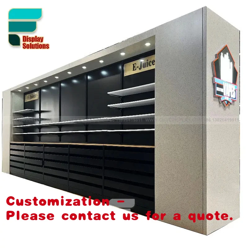 

Витрина для табачных изделий Custom Smoke Shop с стеклянной дверцей, многоярусными полками и замком.