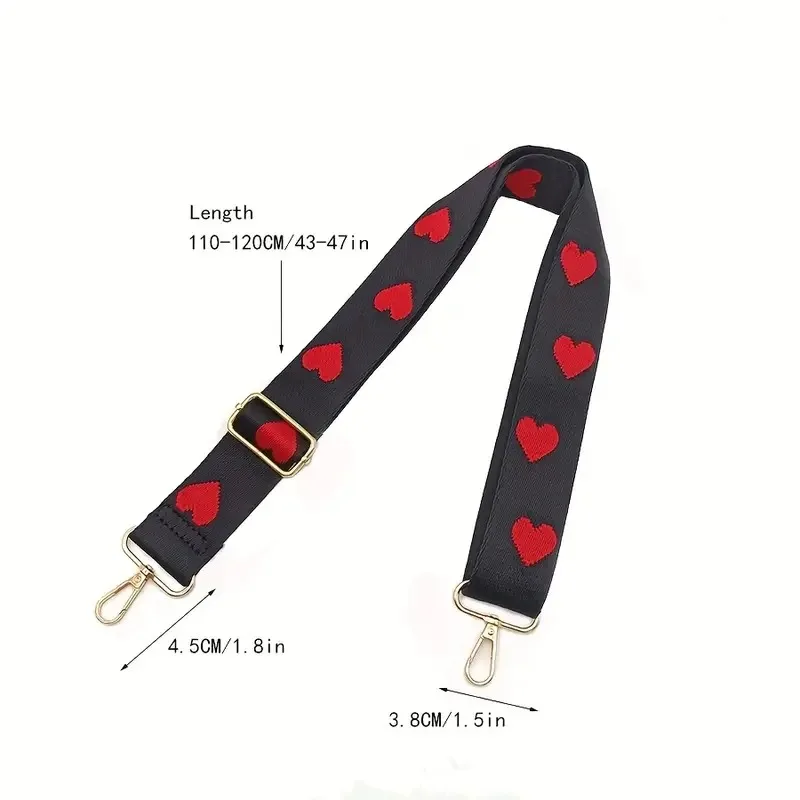 Heart-pattern Shoulder Strap, Sweet Wide Shoulder Bag Crossbody Bag Purse Strap, Replacement DIY Travel Accessories,women