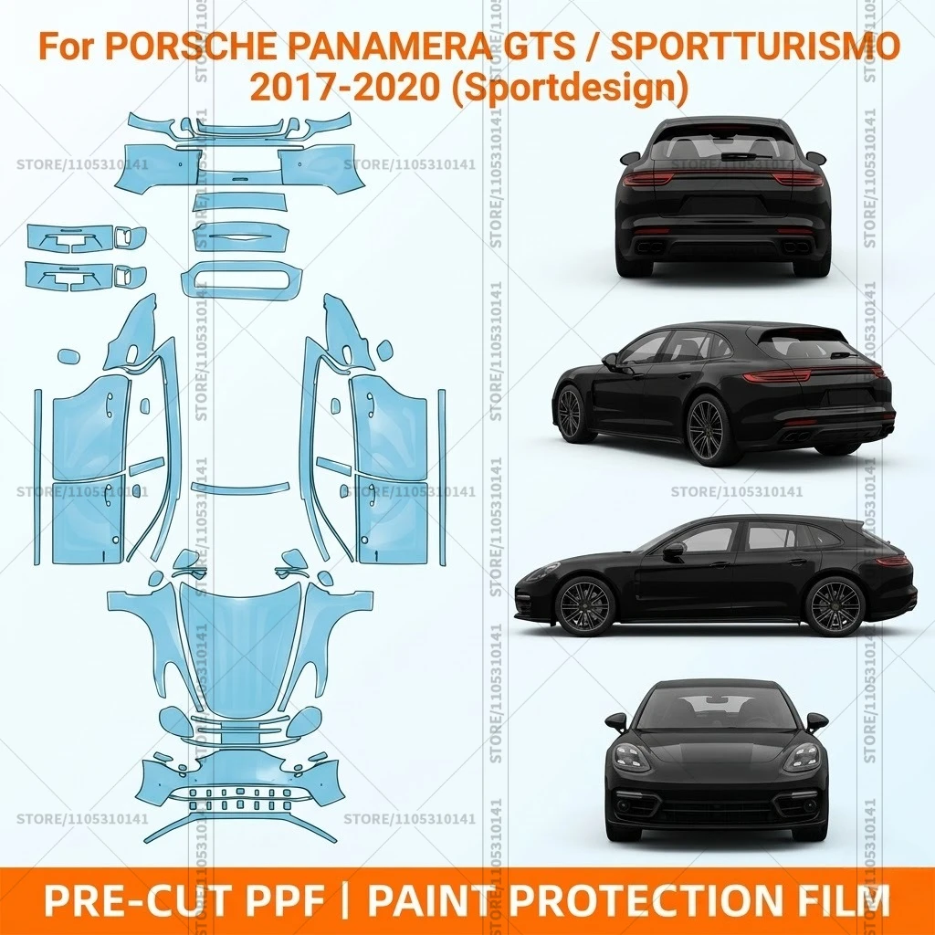 

Pre-Cut Paint Protection Film PPF Transparent Bumper Clear Car Film For Porsche-Panamera-Sportdesign--GTS-SportTurismo-2017-2020