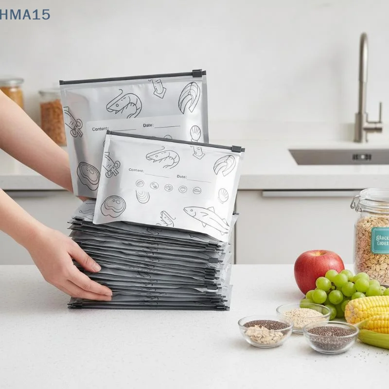 Reusable 30 Pack Aluminum Foil Food Storage Bags Zipper Lock Sealed Freezer Fridge Suitable for Meal Prep Picnic Office Lunch S