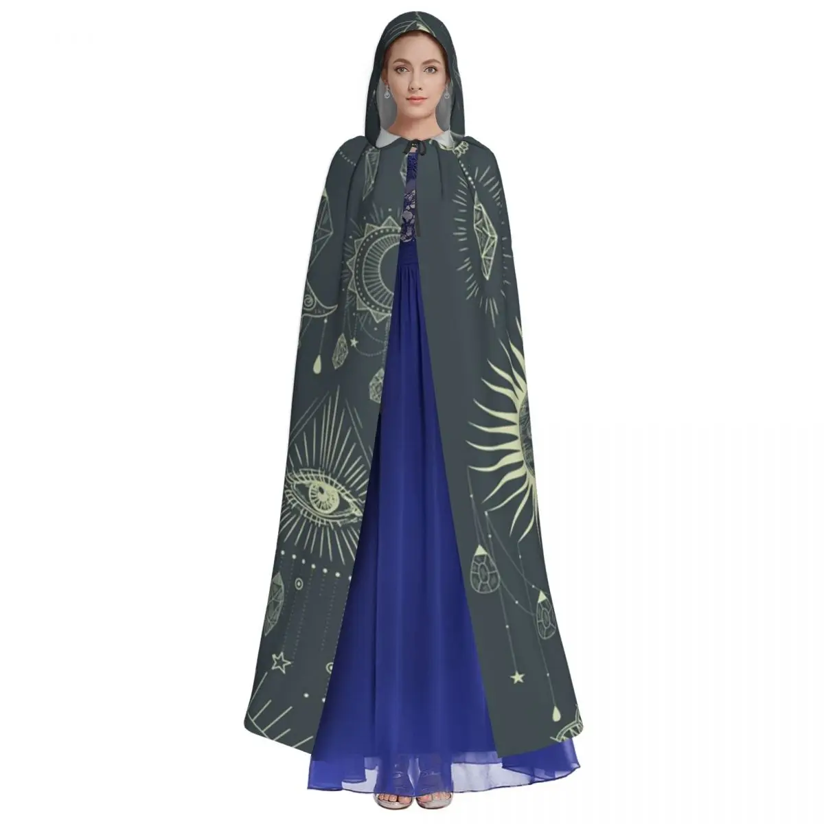 Witch Wthings Long Hooded Cloak Witch Medieval Costume Cosplay Cape HalloweenCoat Adult Unisex