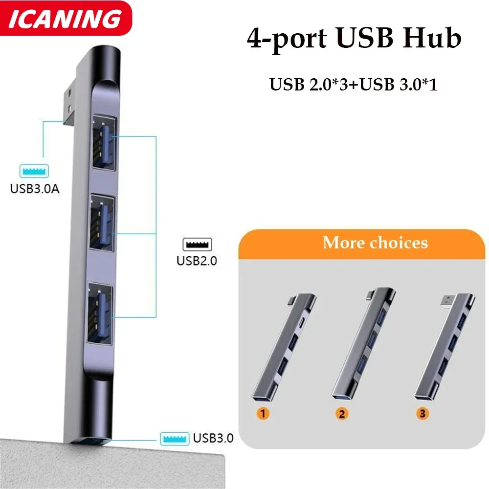 

4Port USB 3.0 Hub High Speed type c Splitter 5Gbps For PC Computer Accessories Multiport HUB 4 USB 3.0 2.0 Ports