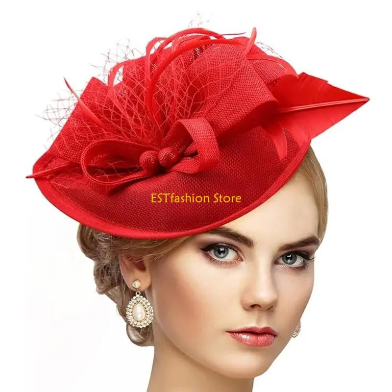 Y5GC Summer Raffia Cloche Tea Party Hat Adorned With Delicate Accents