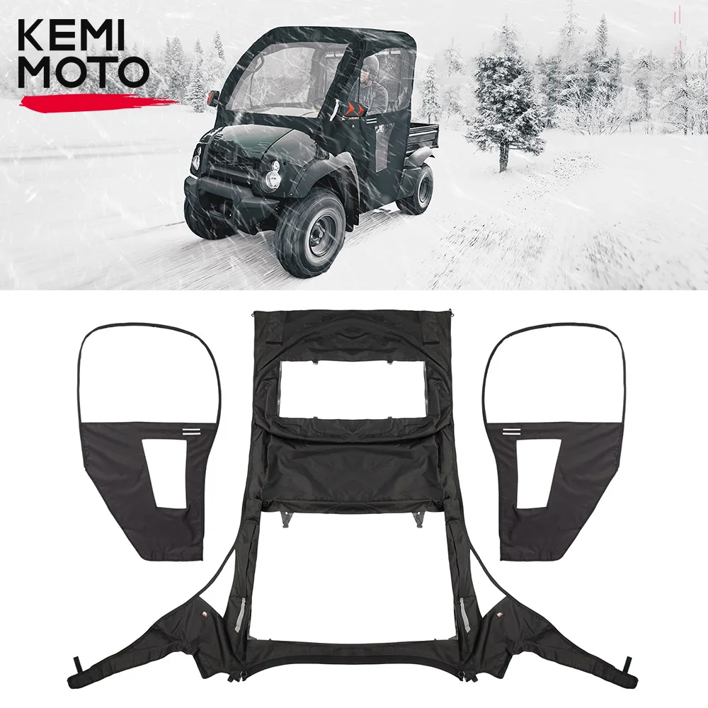 

KEMIMOTO UTV Soft Roll Up/Down PVC Cab Enclosure for Kawasaki Mule 600 610 610 4x4 610 4x4 XC 2015 models and older Rainproof