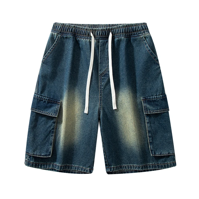 メンズルーズストレートデニムショーツ,新しいスタイル,仕事,ベーシック,多用途,マルチカラー,エラスティック,ウォッシュド,ミドル丈,夏