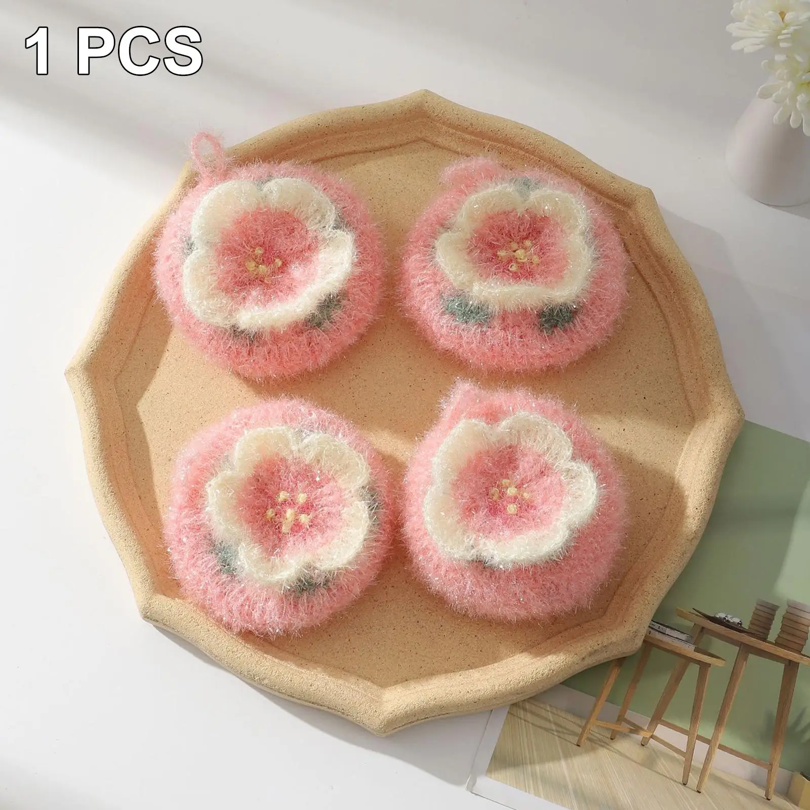 Sakura Shape Dish Cloth General Purpose Cleaning Dishcloth Heavy Duty Deep Cleaning Kitchen Cleaning Wiping Rags for Bathroom