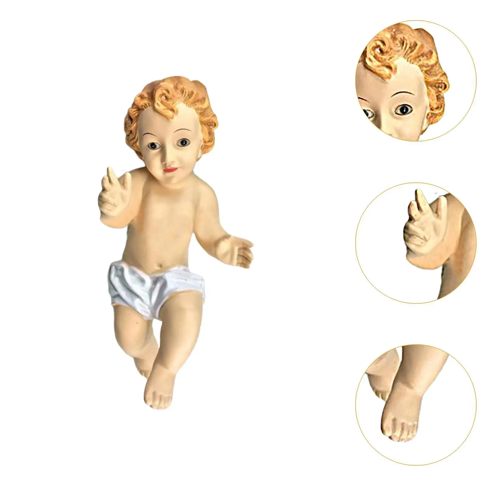Baby Jesus Figure,Resin Sculpture,Christmas Ornament,Desktop Decoration Jesus Child Figurine Nativity Figurine for Festival view 5
