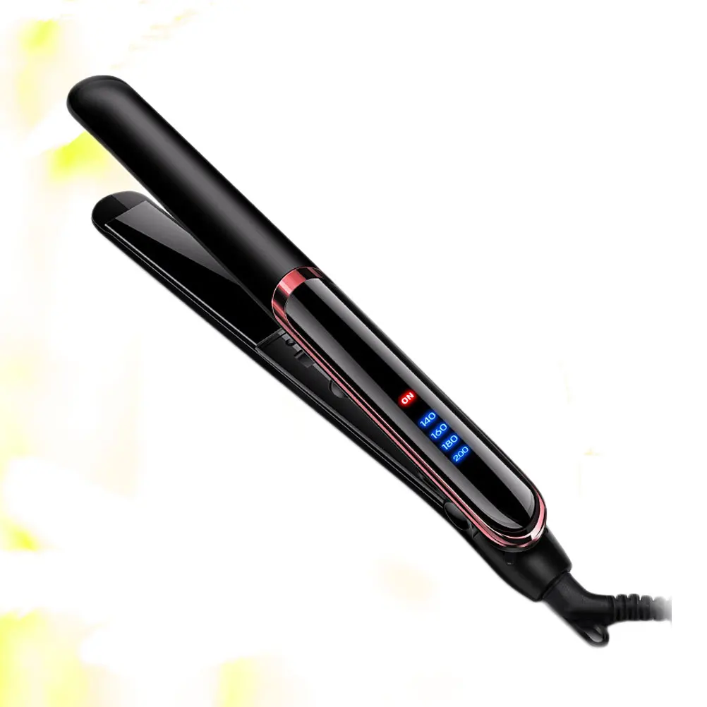 

1pc 2-In-1 Hair Straightener Curler Electric Styling Tool Adjustable Temp For Wet Dry Hair Ceramic Plates Black Eu Plug