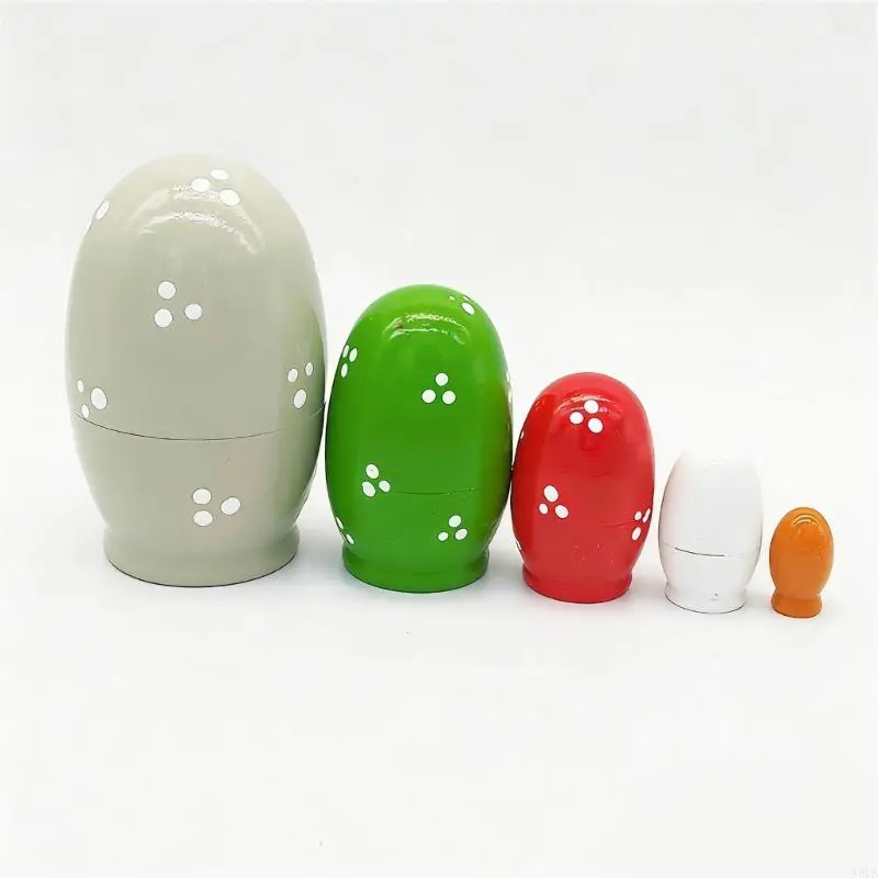 Russian Nesting Dolls 5 Pieces Hand Painted Toy Easter Theme Traditional Russian Stacking Dolls A2UB