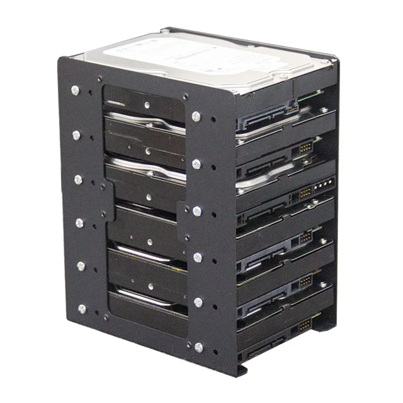 Sasis Bawaan 6F Braket Hard Disk Mekanis Logam 6X3.5 Hard Disk Ditumpangkan Kipas Ekspansi Pendingin untuk Casing PC