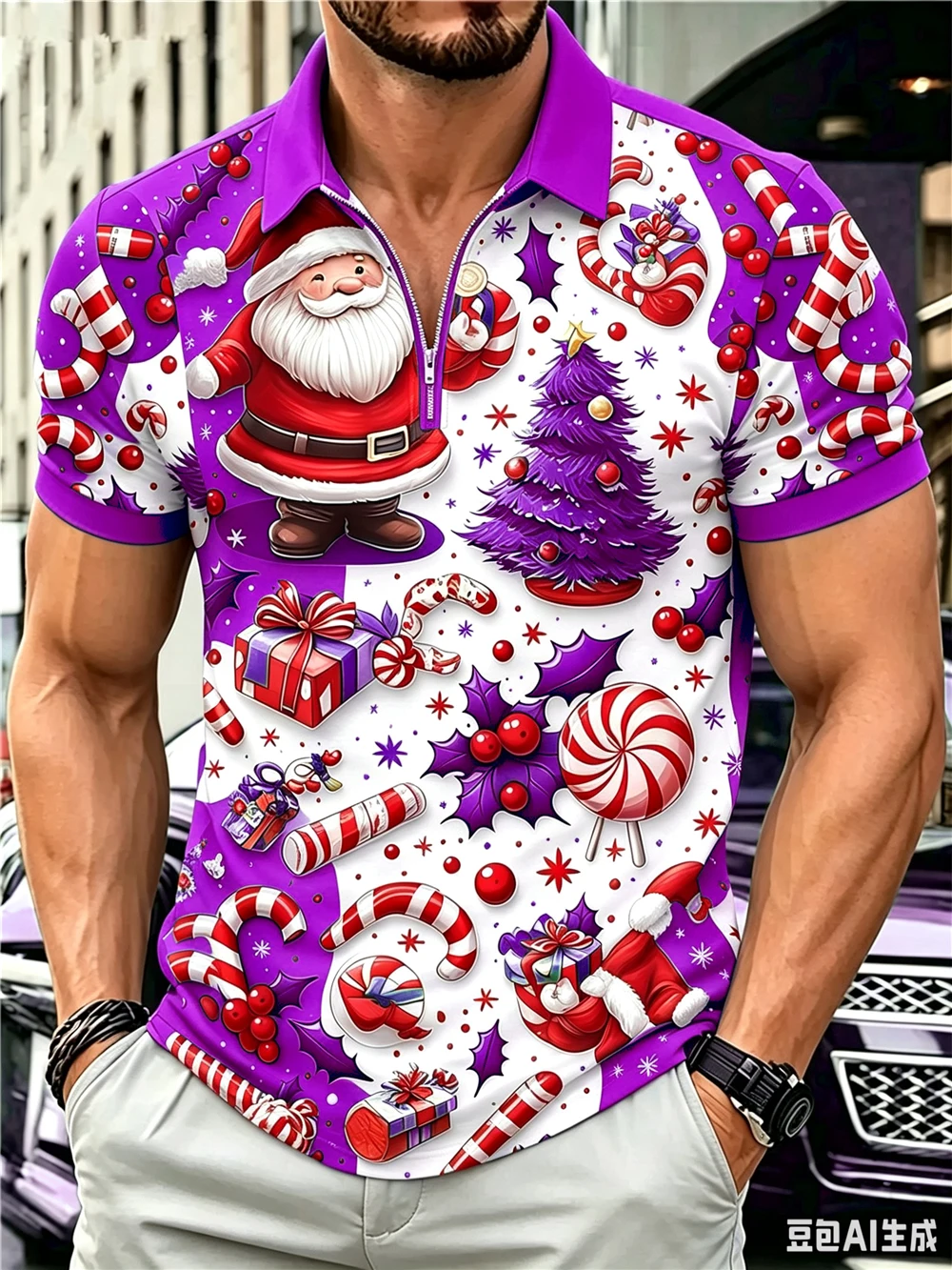 Men's Christmas Style Fashion Polos T-Shirts Short Sleeve 3d Printed Santa Claus Christmas Tree Pattern POLO Tee 6XL Big Size