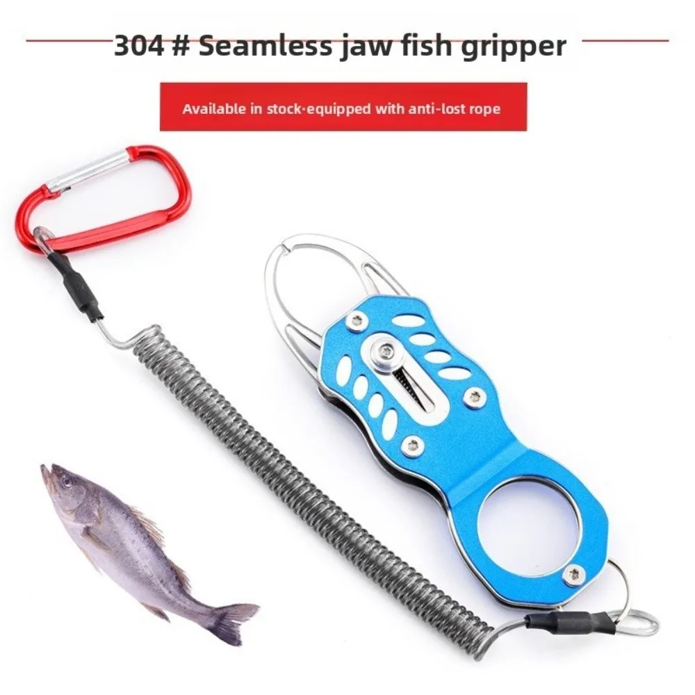 

Portable Fish Grip 304 Stainless Steel Rust Proof Lip Clip Tool Folding Design Retention Rope Fishing Tackle