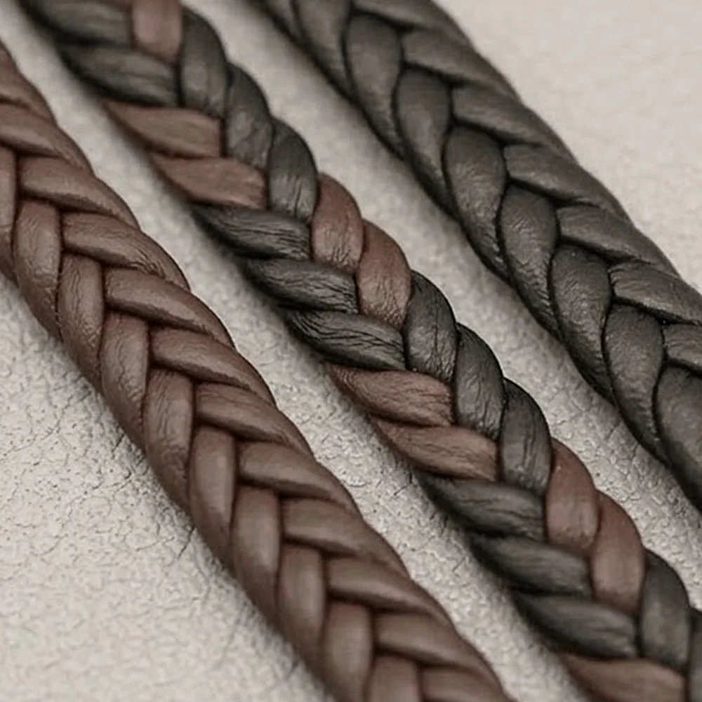 2M 8mm Geflochtenes PU-Lederband Kunstleder-Schnur für DIY Armband Halskette Schmuckherstellung Zubehör Material