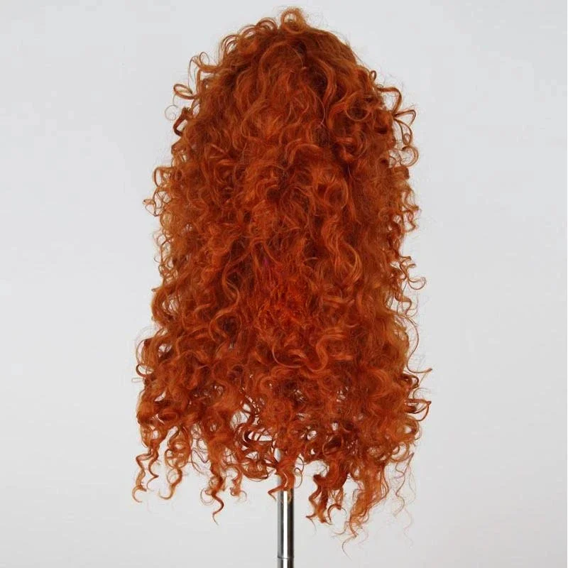 Brave Merida Cosplay Peruca Longo Laranja Encaracolado Role Play Peruca Halloween Cabelo Sintético Perucas Perucas