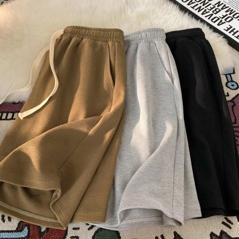 Summer Running Shorts for Men Casual Jogging Sport Short Pants Solid Color Drawstring Loose Dry Breathable Gym Sports Shorts