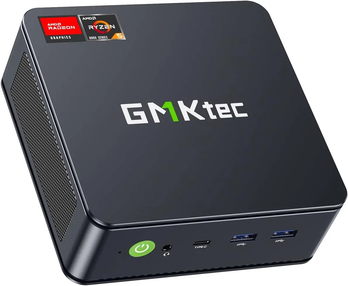 GMKtec Mini PC Ryzen 6600H (actualizado 6600U), computadora de escritorio para juegos M6 Dual NIC LAN 2.5G, AMD R5 6600H (6C/12T hasta 4,50 Ghz),