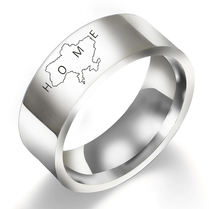 2022 Shape of Map of Ukraine HOME Rings Gold Steel Black Plated Simple  Rings for Trendy Men Woman Jewelry Gift