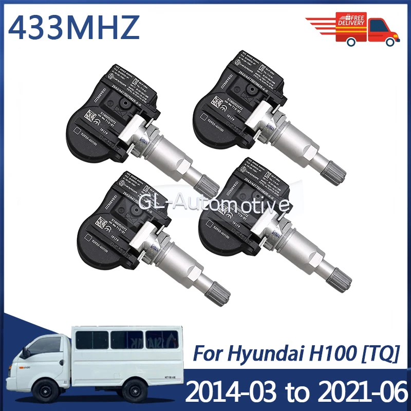 TPMS Sensor 4PCS Fit For Hyundai H-1 H100 I800 Starex Tire Pressure Monitoring Sensor 52933-4H100 433MHZ