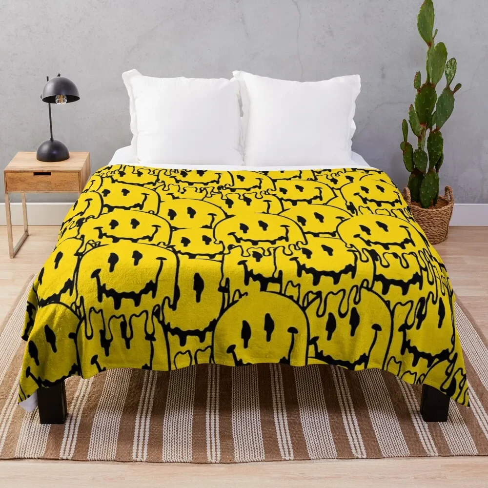 

dripping smiley face pattern Throw Blanket Nap Decorative Throw Blankets