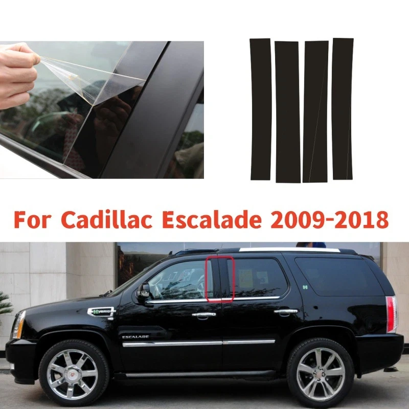 

For Cadillac Escalade 2007-2014 2010 2011 2012 2013 4pcs Black Center Column Window Trim Covers B C-Pillar Stickers Accessories