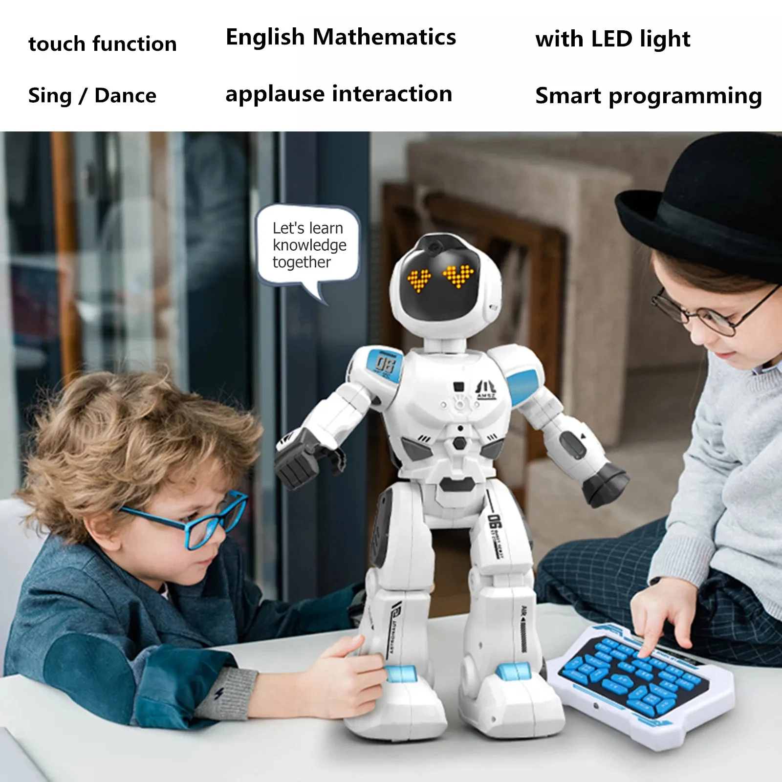 New Remote Control Robot Large-Capacity Battery Intelligent Programming Singing And Dancing Touch Function With LED Light