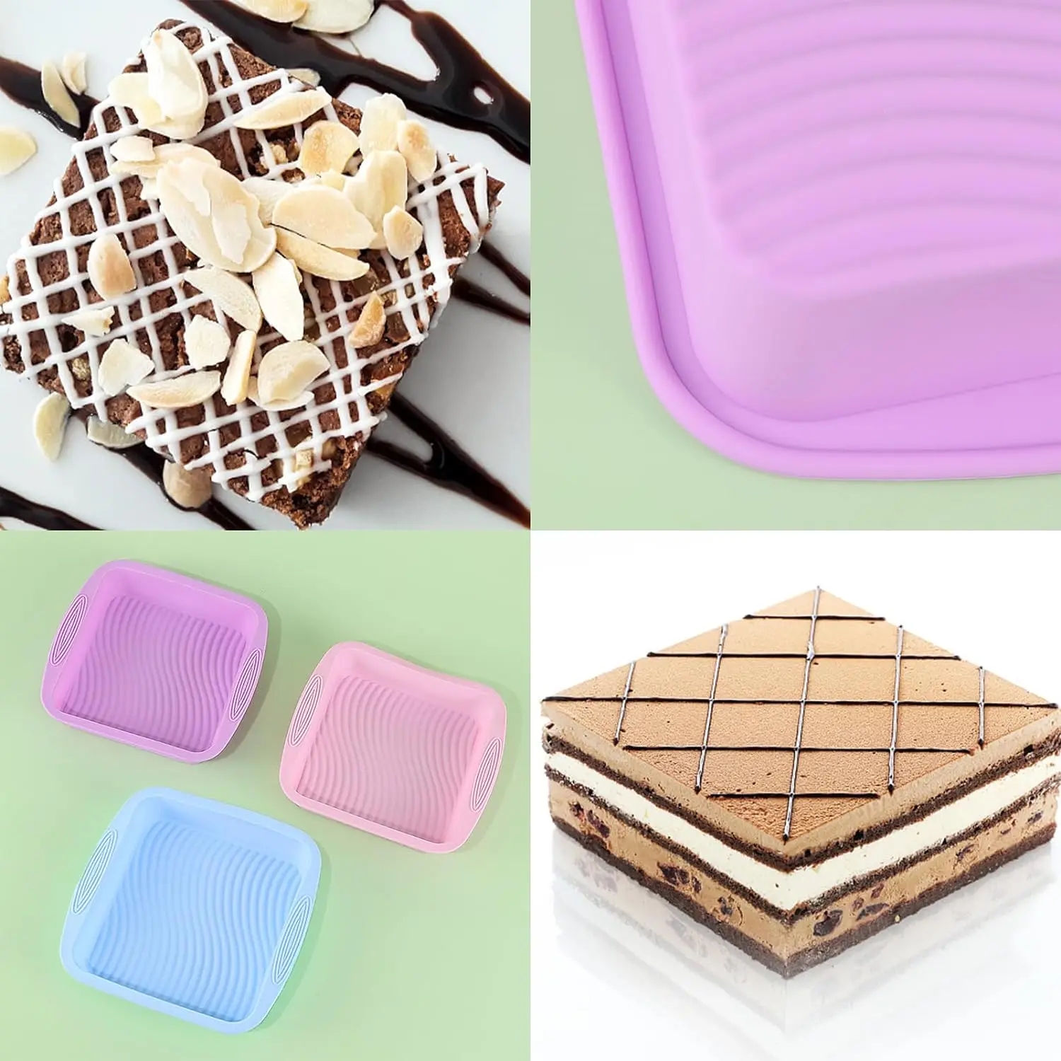 24CM Square Cake Pan Toast Pan Bread Pan Silicone Baking Pan Baking Forms For Pastry Accessories Tools Food Grade Silicone Mould