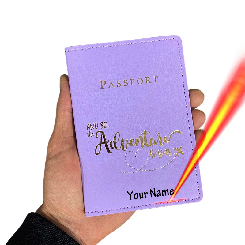 New Customize Adventure Passport Cover with Names Women Men Business Credit Card Documents Holder Protective Case Travel Wallet