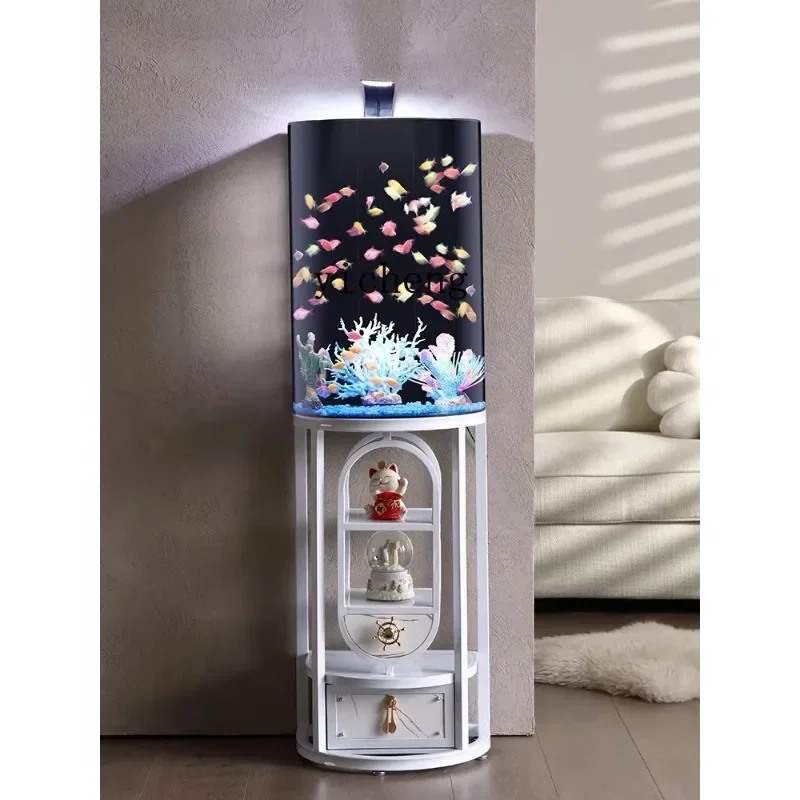 lyy  fish tank floor-to-ceiling living room fish tank small creative fish tank filter oxygen generator vertical
